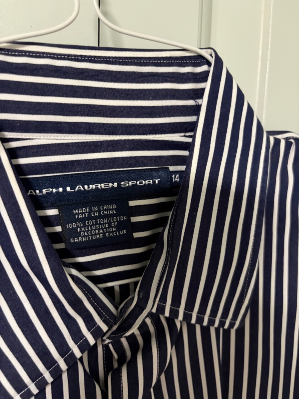 Ralph Lauren Navy and White Vertical Stripe Dress Shirt - Picture 2 of 4